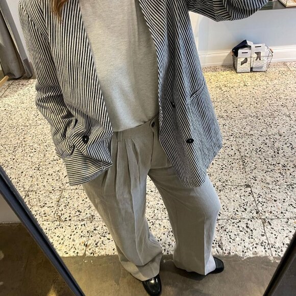 NWT Skall Studio Joan Wide Leg High Waisted Pleated Linen Pants 36 - Picture 9 of 14